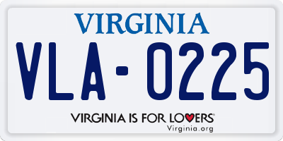 VA license plate VLA0225