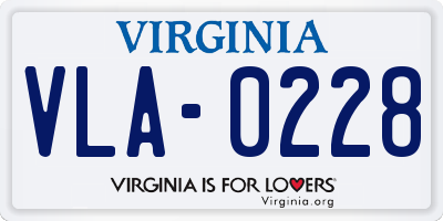 VA license plate VLA0228