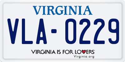 VA license plate VLA0229