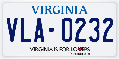 VA license plate VLA0232