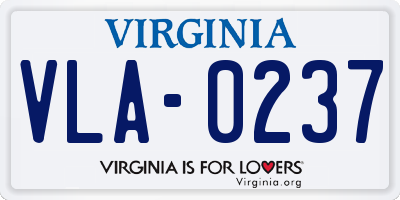 VA license plate VLA0237