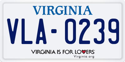 VA license plate VLA0239