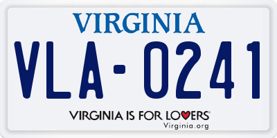 VA license plate VLA0241