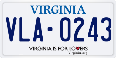 VA license plate VLA0243