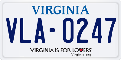 VA license plate VLA0247