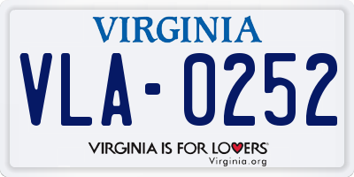 VA license plate VLA0252