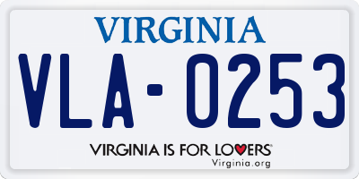 VA license plate VLA0253