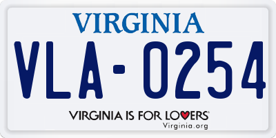 VA license plate VLA0254