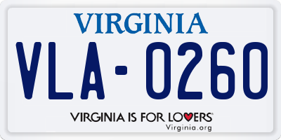 VA license plate VLA0260