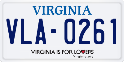 VA license plate VLA0261