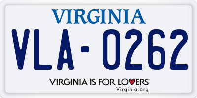 VA license plate VLA0262