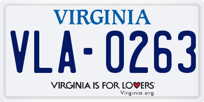 VA license plate VLA0263