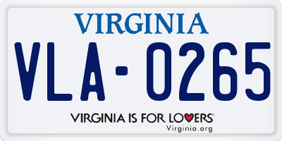 VA license plate VLA0265