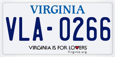 VA license plate VLA0266