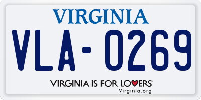 VA license plate VLA0269