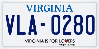 VA license plate VLA0280