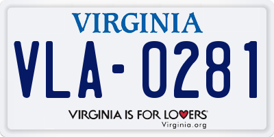 VA license plate VLA0281
