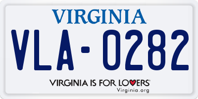 VA license plate VLA0282
