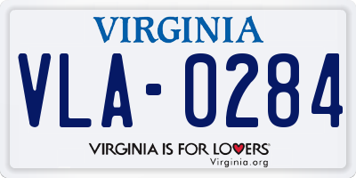 VA license plate VLA0284
