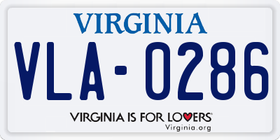 VA license plate VLA0286
