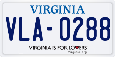 VA license plate VLA0288