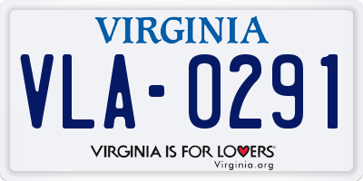 VA license plate VLA0291
