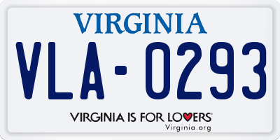 VA license plate VLA0293