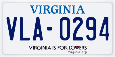 VA license plate VLA0294