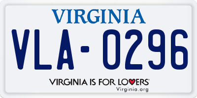VA license plate VLA0296