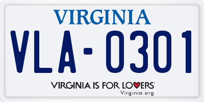VA license plate VLA0301