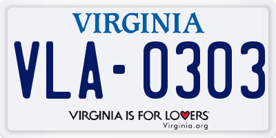 VA license plate VLA0303