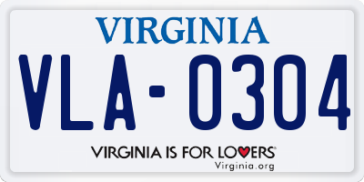 VA license plate VLA0304