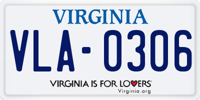 VA license plate VLA0306