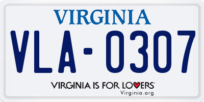 VA license plate VLA0307