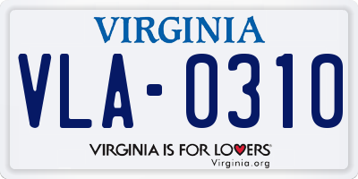 VA license plate VLA0310
