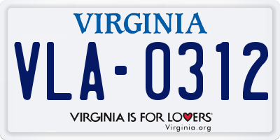 VA license plate VLA0312