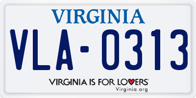 VA license plate VLA0313