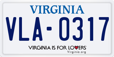 VA license plate VLA0317
