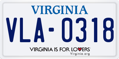 VA license plate VLA0318