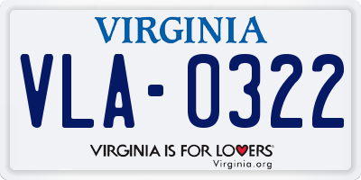 VA license plate VLA0322