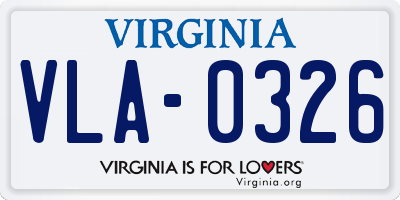 VA license plate VLA0326