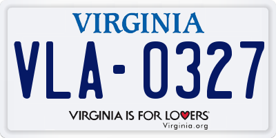 VA license plate VLA0327
