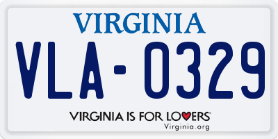 VA license plate VLA0329