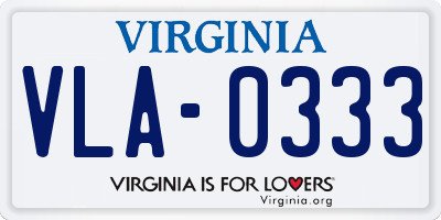 VA license plate VLA0333