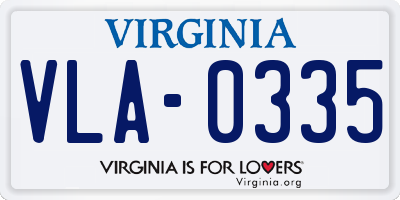 VA license plate VLA0335