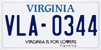 VA license plate VLA0344