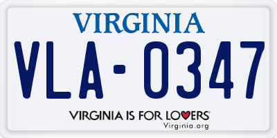 VA license plate VLA0347