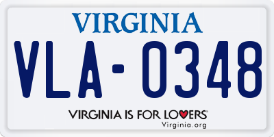 VA license plate VLA0348