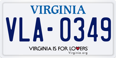 VA license plate VLA0349