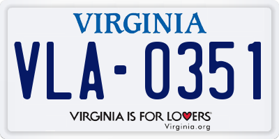 VA license plate VLA0351
